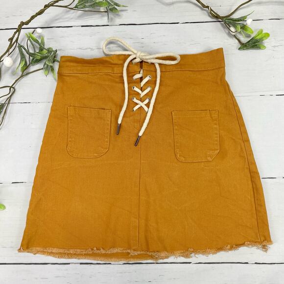 Vintage Dresses & Skirts - Vintage Orange Tie Mini Skirt - Size M